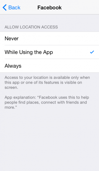 Facebook - opzioni di condivisione