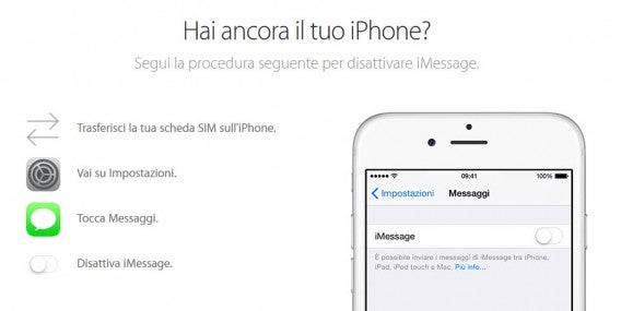 Annullare la registrazione a iMessage