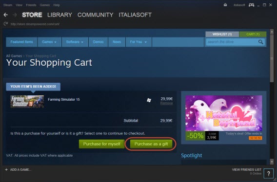 Purchase as gift Purchase as gift