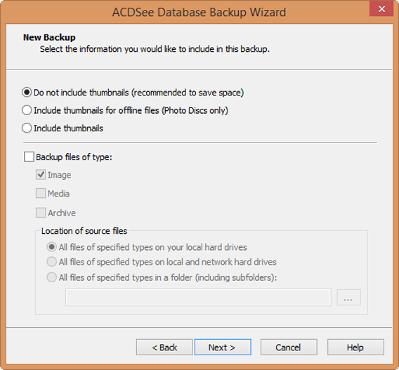 ACDSee - Backup wizard