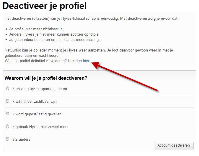Hyves definitief verwijderen