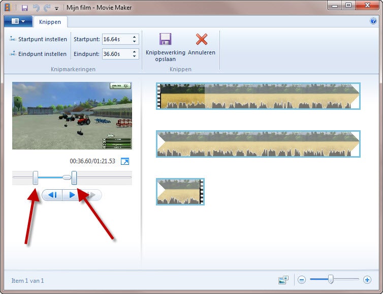 Knippen en plakken Movie Maker