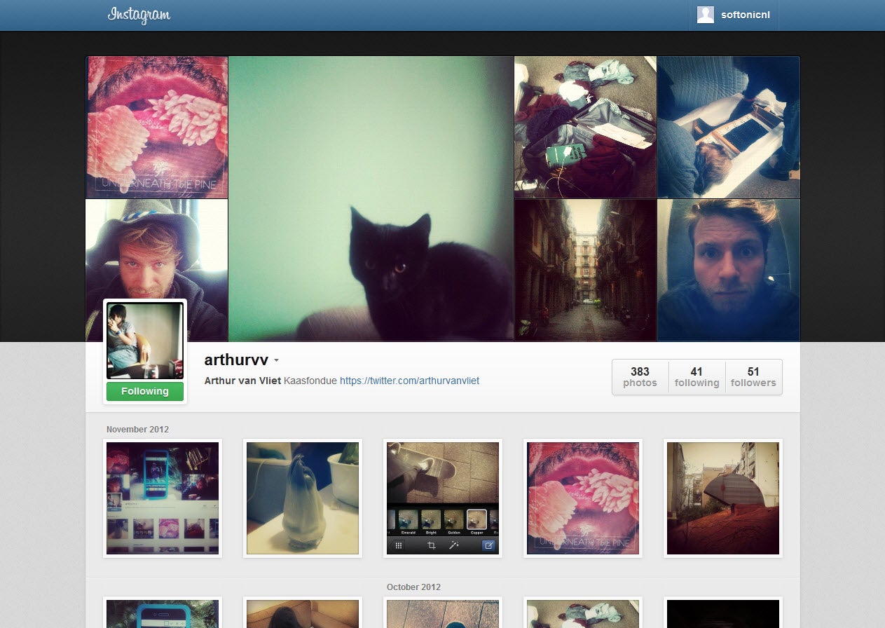 Instagram web profile