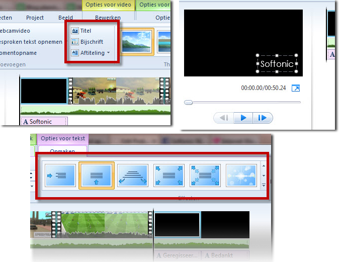 Titels en aftiteling in Movie Maker