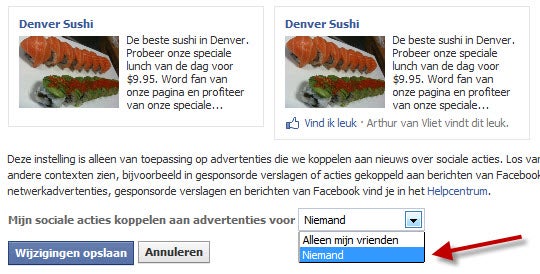 Facebook privacy: advertenties