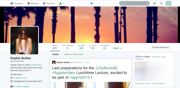 Nieuw design van Twitter profiel