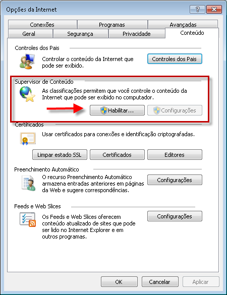Ativar Supervisor de Conteúdo