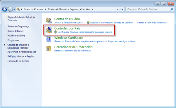Configurar Controle dos Pais