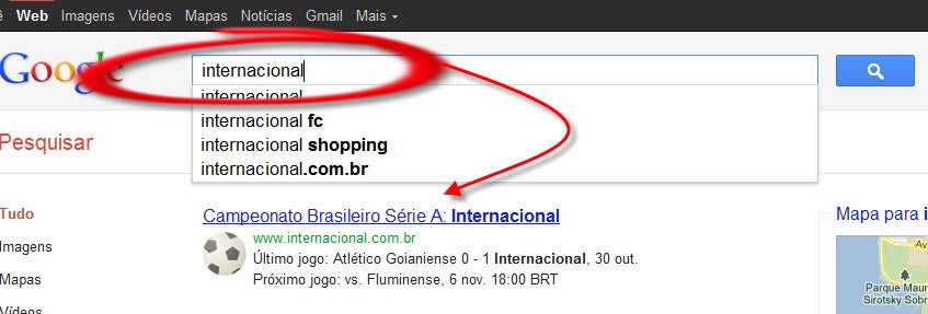 Acompanhar o time pelo Google