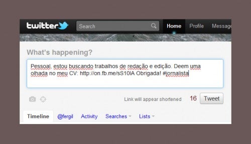Divulgue seu currículo no Twitter