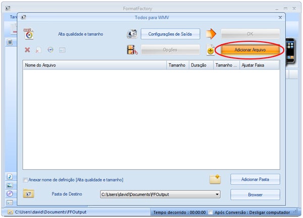 Adicionar arquivos para converter