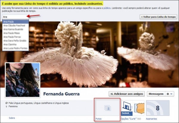 Facebook - linha do tempo pública