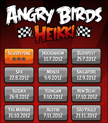 Angry Birds Heikki Kovalainen - calendário de lançamentos