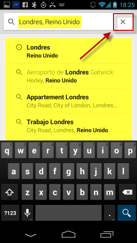 Clique no "x" para apagar a pesquisa feita