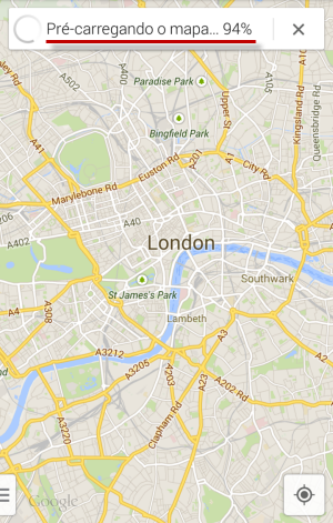 Se tudo deu certo, aparecerá a mensagem do Google Maps baixando o mapa para o dispositivo