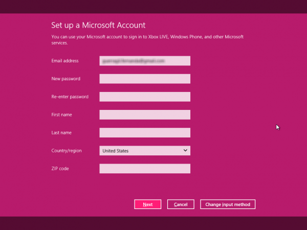 Windows 8 - Conta Microsoft