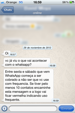 Boato de que o WhatsApp será pago