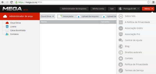 Mega - menu em português