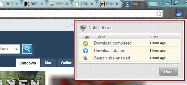 BitTorrent Surf - notificações