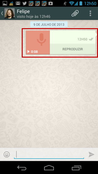 Envio de mensagem de voz no WhatsApp