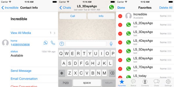 Tela do novo WhatsApp para iPhone, que segue o estilo visual do iOS 7