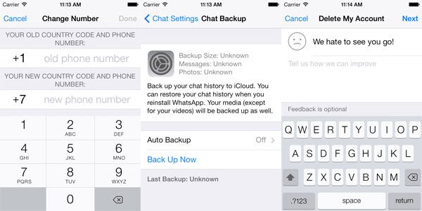 Tela do novo WhatsApp para iPhone, que segue o estilo visual do iOS 7