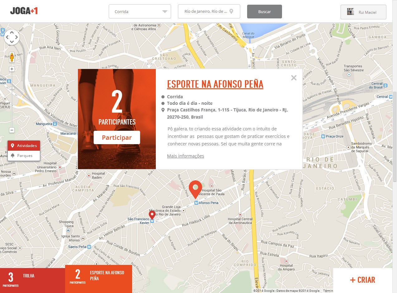 Joga+1 - Google achando eventos