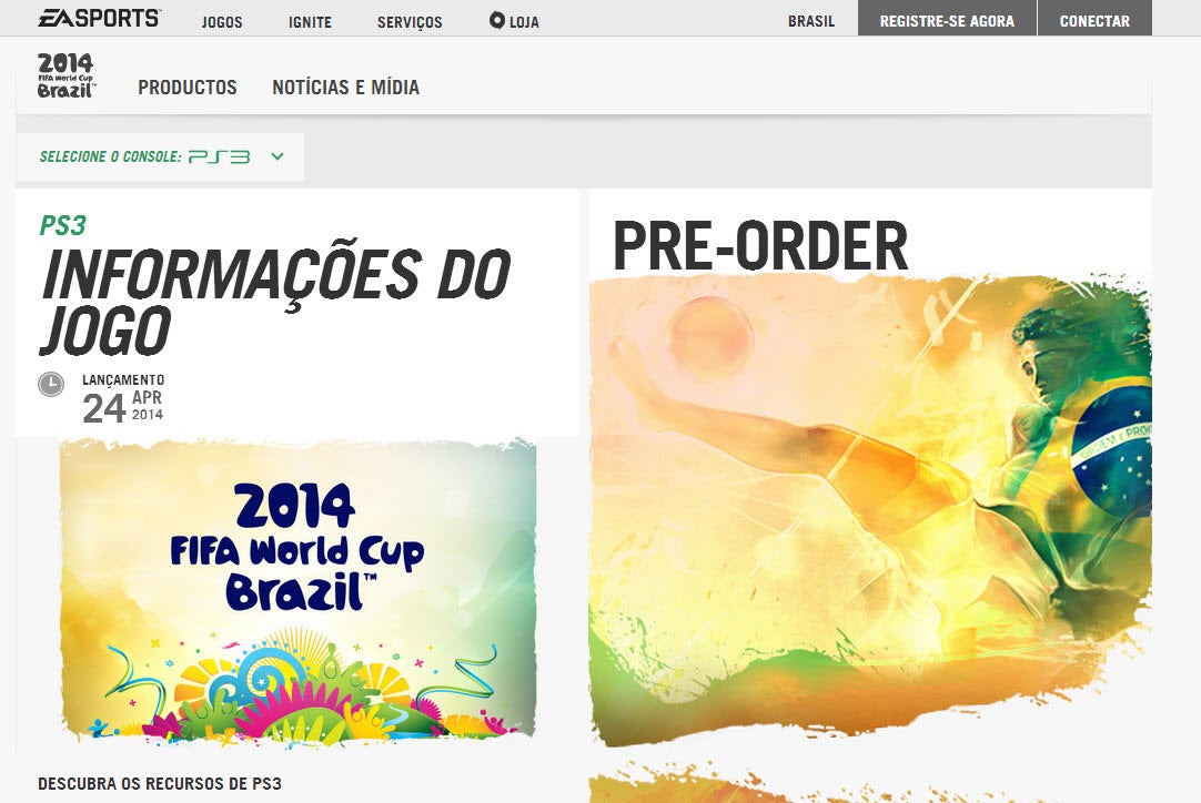 EA anuncia lançamento do Copa do Mundo da FIFA Brasil 2014 no Brasil em 24 de abril