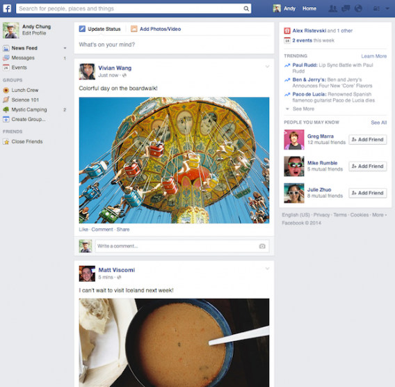 Nova timeline do Facebook