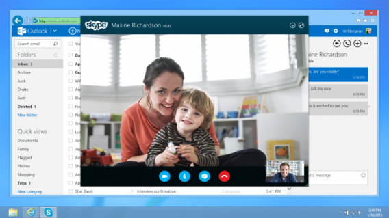 Videochamada Skype no Outlook