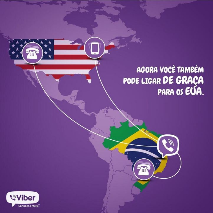 Imagem de divulgação das ligações grátis no Viber do Brasil para os EUA