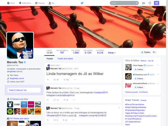 Novo visual do Twitter - Perfil do Marcelo Tas