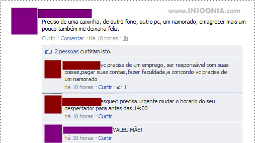 Bons conselhos que as mães dão no Facebook