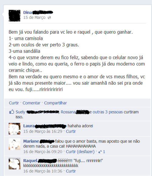 Facebook não é diário mãe!