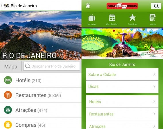 TripAdvisor e Guia Quatro Rodas oferecem recomendações de outros turistas ou críticos profissionais