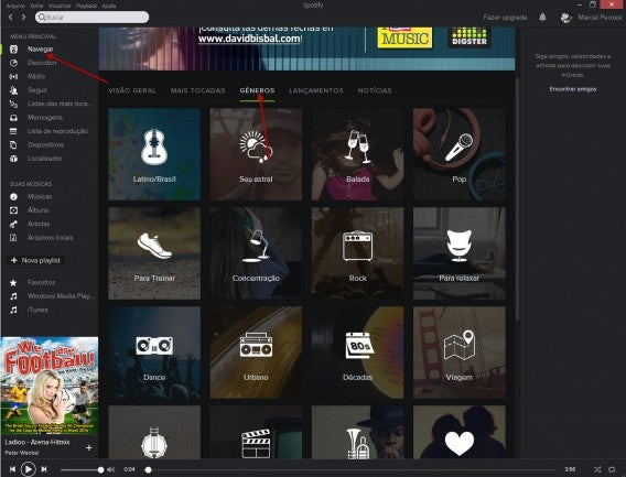 Navegue entre as listas de reprodução