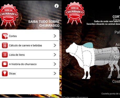Interface do aplicativo Guia do Churrasco