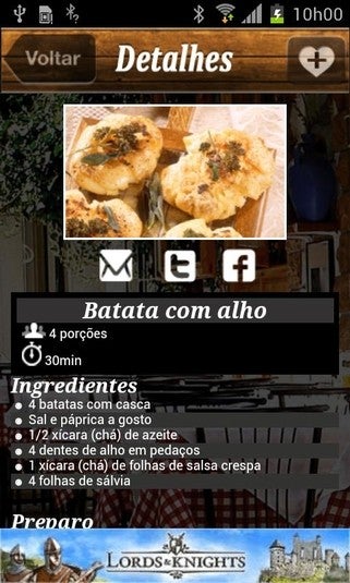 Interface do Receitas de Boteco Interface do Receitas de Boteco