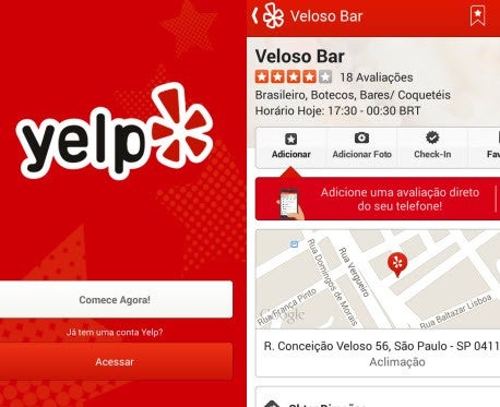 Yelp é uma boa opção para encontrar lugares interessantes