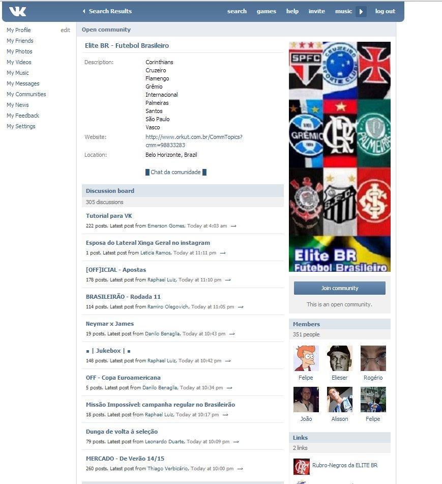 Comunidade Elite BR - Futebol Brasileiro no VK