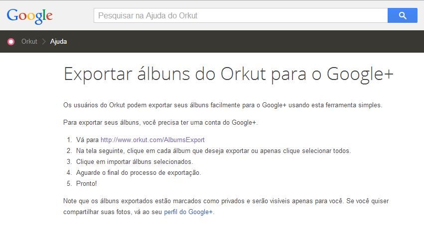 Google+ - exportando fotos do orkut