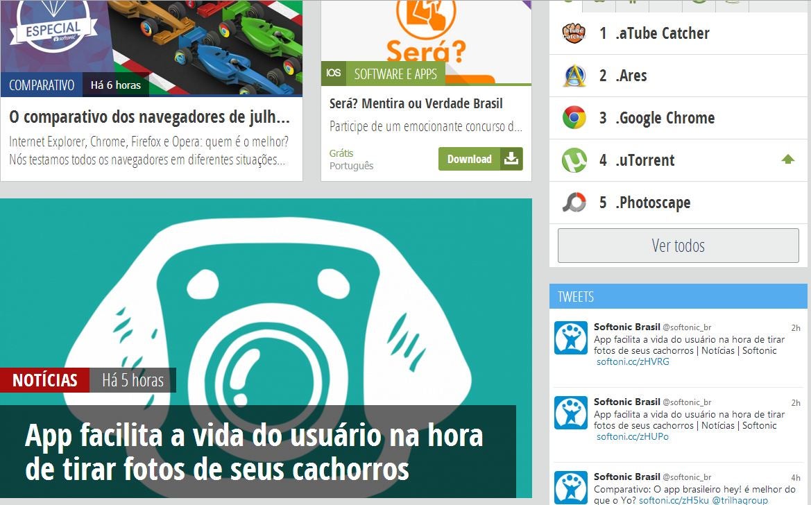 Softonic nova página 