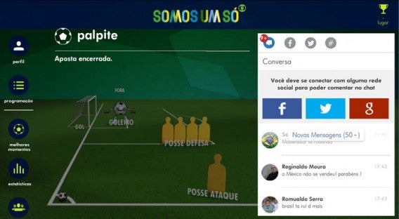 Aplicativo da Globo permite até arriscar palpites em tempo real