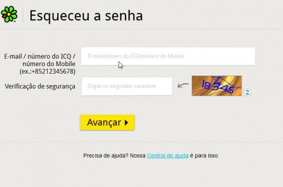 Digite seu e-mail e verificação de segurança para refazer senha