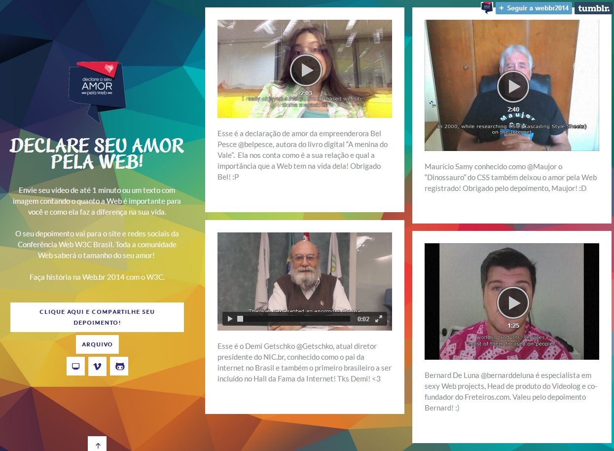 tumblr de comemoração de 25 anos web