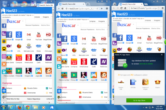 Pop up do Baidu PC App Store e Hao123
