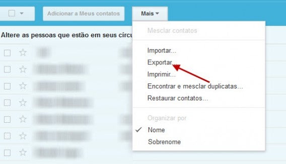 Selecione exportar para preparar o download