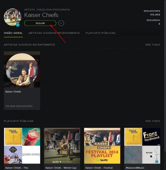 Para seguir alguém, clique no botão Seguir