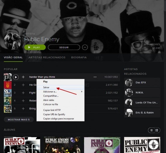 Opção para salvar na sua coleção