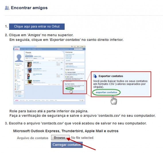 Acesse o recurso Encontrar Amigos do Facebook